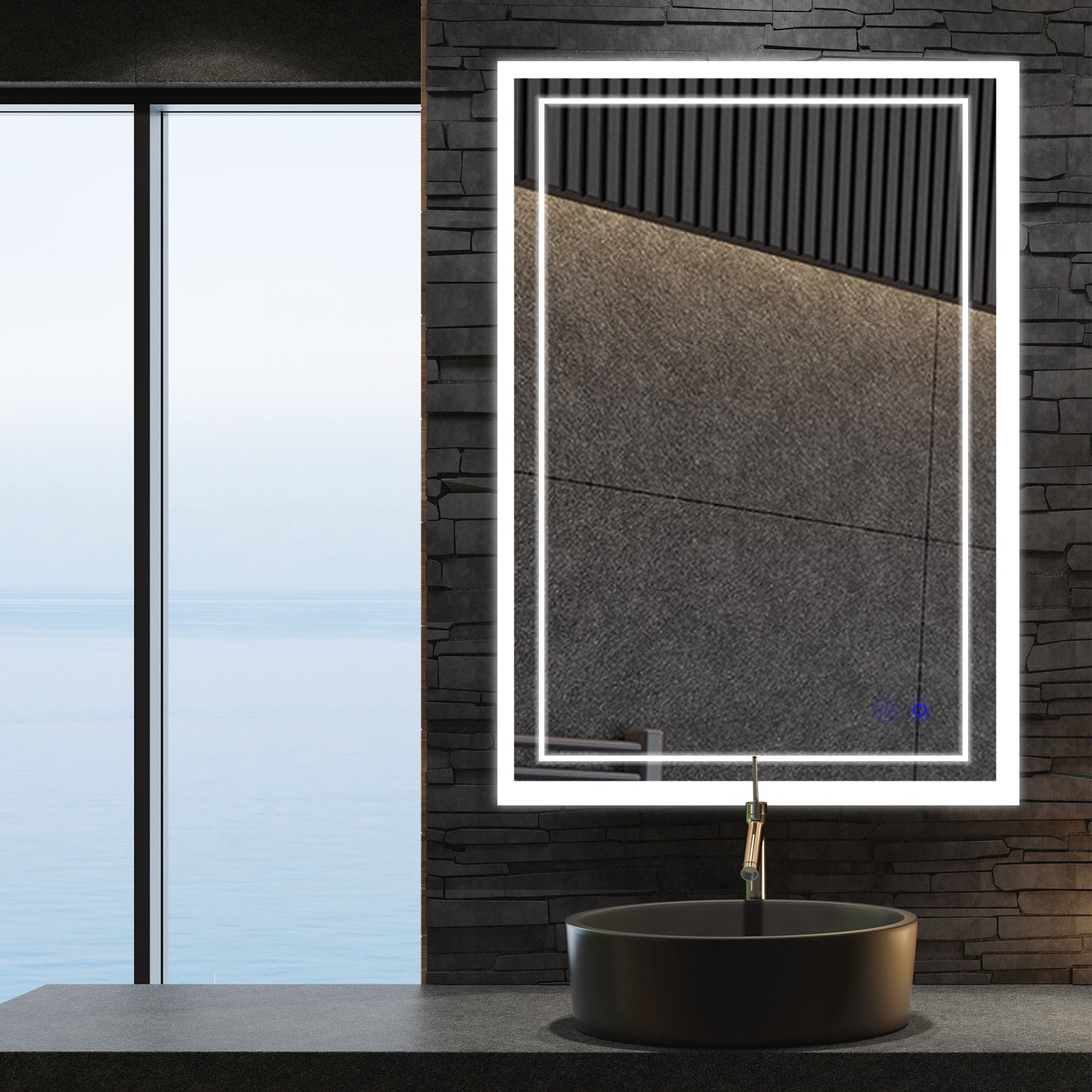 DECTOU Double Strip LED Vanity Mirror Wall-Mounted Above Bathroom Vanity, IP44 Waterproof & Anti-Fog for Daily Grooming
