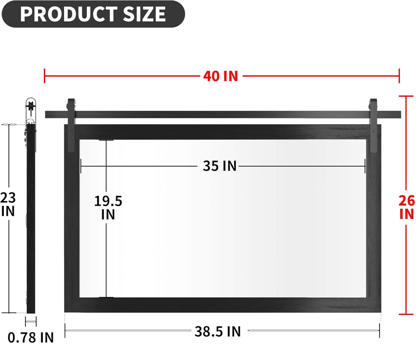 PAIHOME Black Farmhouse Wood Framed Rectangle Bathroom Mirrors