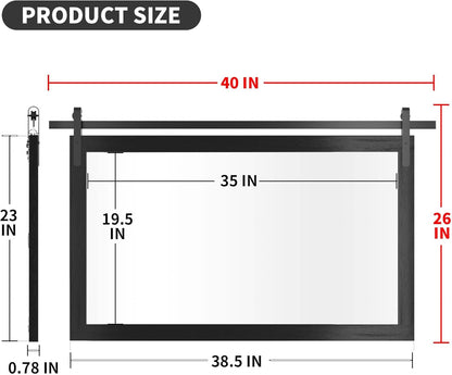 PAIHOME Black Farmhouse Wood Framed Rectangle Bathroom Mirrors