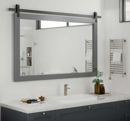 PAIHOME Gray Wall Mirror, Farmhouse Rustic Square Bathroom Mirror