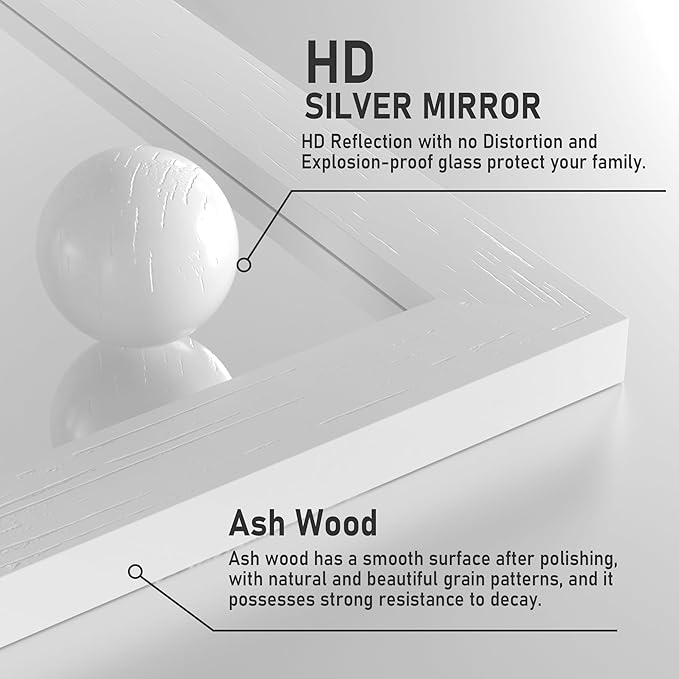 PAIHOME White Farmhouse Wood Framed Rustic Square Mirror