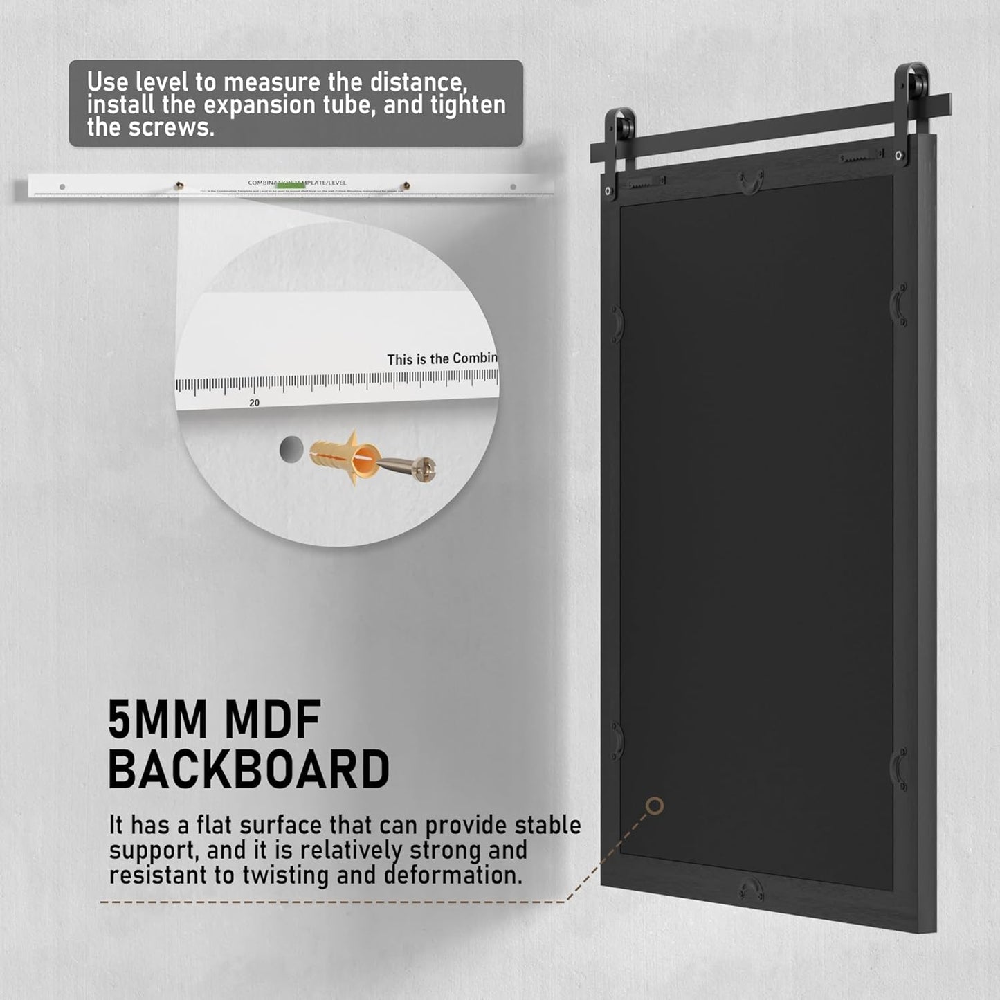 PAIHOME Black Farmhouse Wood Framed Rectangle Bathroom Mirrors