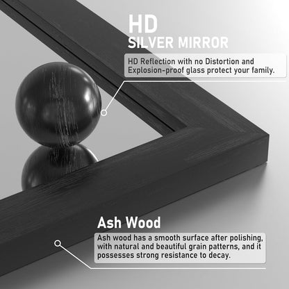 PAIHOME Black Farmhouse Wood Framed Rectangle Bathroom Mirrors