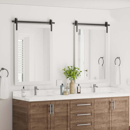 PAIHOME White Farmhouse Wood Framed Rustic Square Mirror