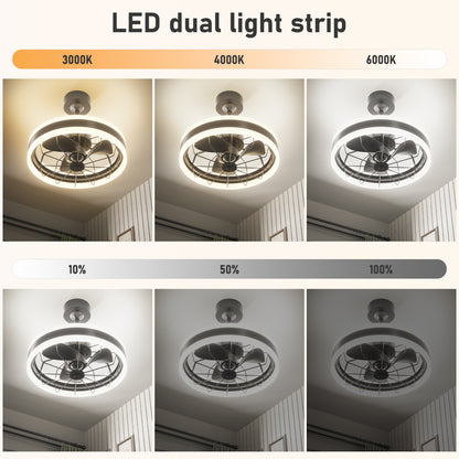 DECOTU 35W Dimmable Light Ceiling Fan - Warm-to-Cool Color Temperature Adjustment (0%-100% Dimming)