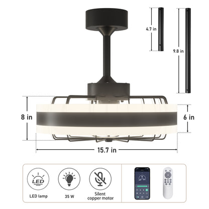 DECOTU 35W Dimmable Light Ceiling Fan - Detailed Dimension Chart