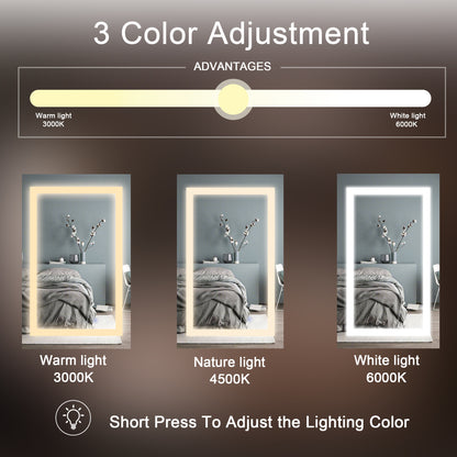 Adjustable_Color of DECOTU Aluminum Frame LED Vanity Mirror with Scratch-Resistant Surface & Bright Illumination for Bathroom