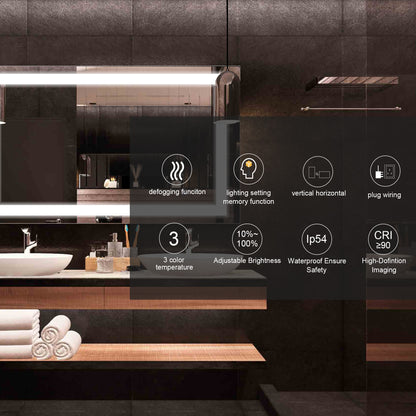 Details of DECOTU Aluminum Frame LED Vanity Mirror with Scratch-Resistant Surface & Bright Illumination for Bathroom