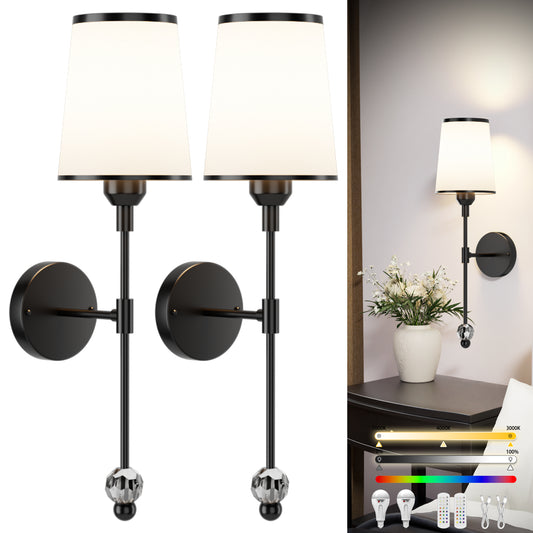 DECOTU Black 60 Inch Round Wall Sconce Set with Adjustable Color Temperature - Ideal for Living Room & Bedroom