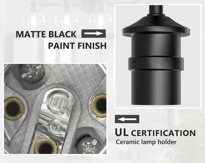 The Black Finish and UL Certification of DECOTU Black Gourd Glass Shade Vanity Light