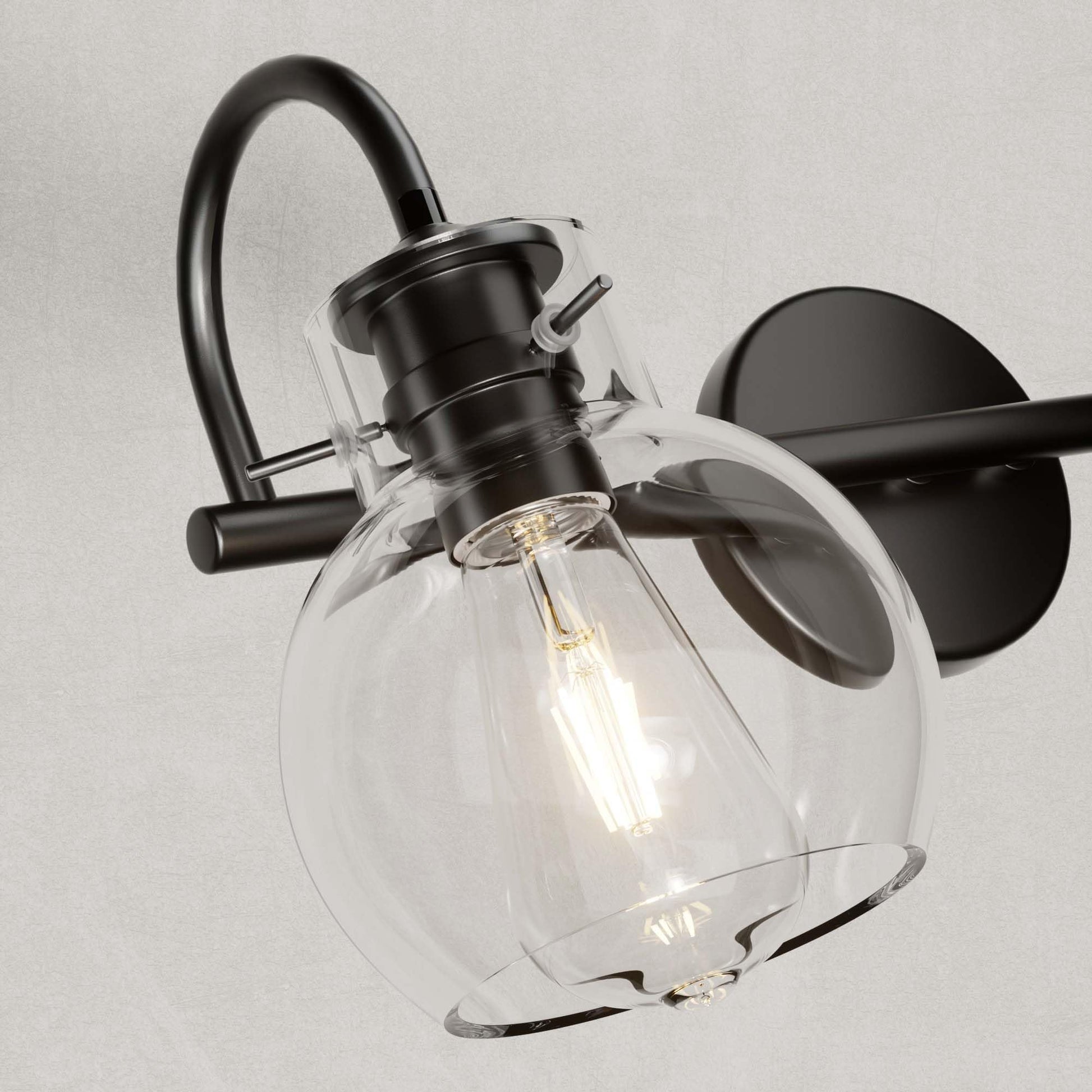 Closeup Detail of DECOTU Black Gourd Vanity Light Glass Shade