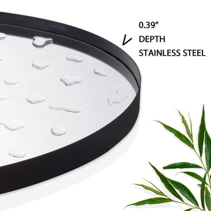 Closeup Detail of DECOTU Black Oval Wall Mirror’s Anti-Oxidation Metal Frame