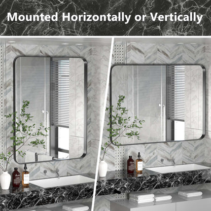 Installation Method of DECOTU Black Rectangular Wall Mirror, Anti-Corrosion Iron Frame & Sturdy Build