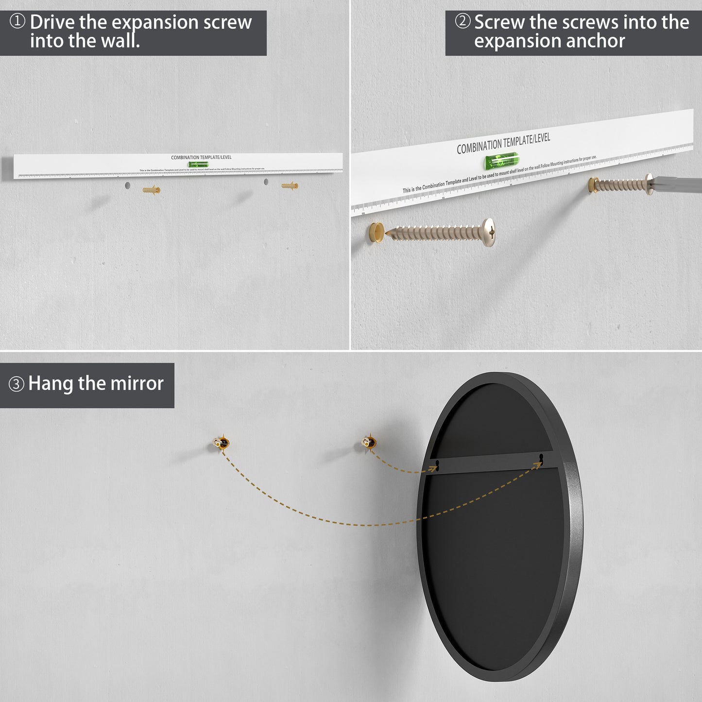 Installation Guide of DECOTU Black Iron Frame Round Wall Mirror, Premium Material & Modern Elegant Decor