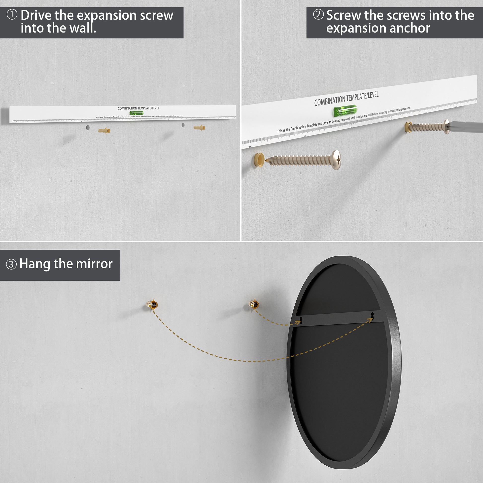 Installation Guide of DECOTU Black Iron Frame Round Wall Mirror, Premium Material & Modern Elegant Decor