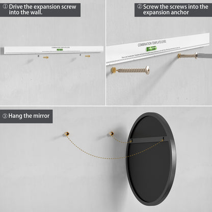 Installation Guide of DECOTU Black Iron Frame Round Wall Mirror, Premium Material & Modern Elegant Decor