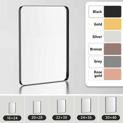 DECOTU Black Rectangular Wall Mirror, Various Sizes Available for Custom Needs, Size Diagram