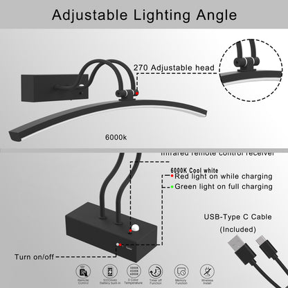 Close-Up of DECOTU Black Minimalist Wall Sconce - Cuboid Base & Curved Lines, Magnetic Installation Design