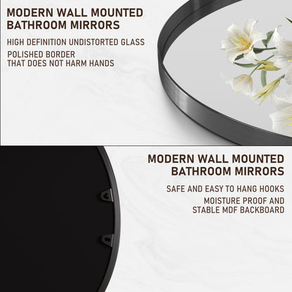 Closeup Detail of DECOTU Black Stainless Steel Frame Oval Wall Mirror, Premium Material & Modern Elegant Decor
