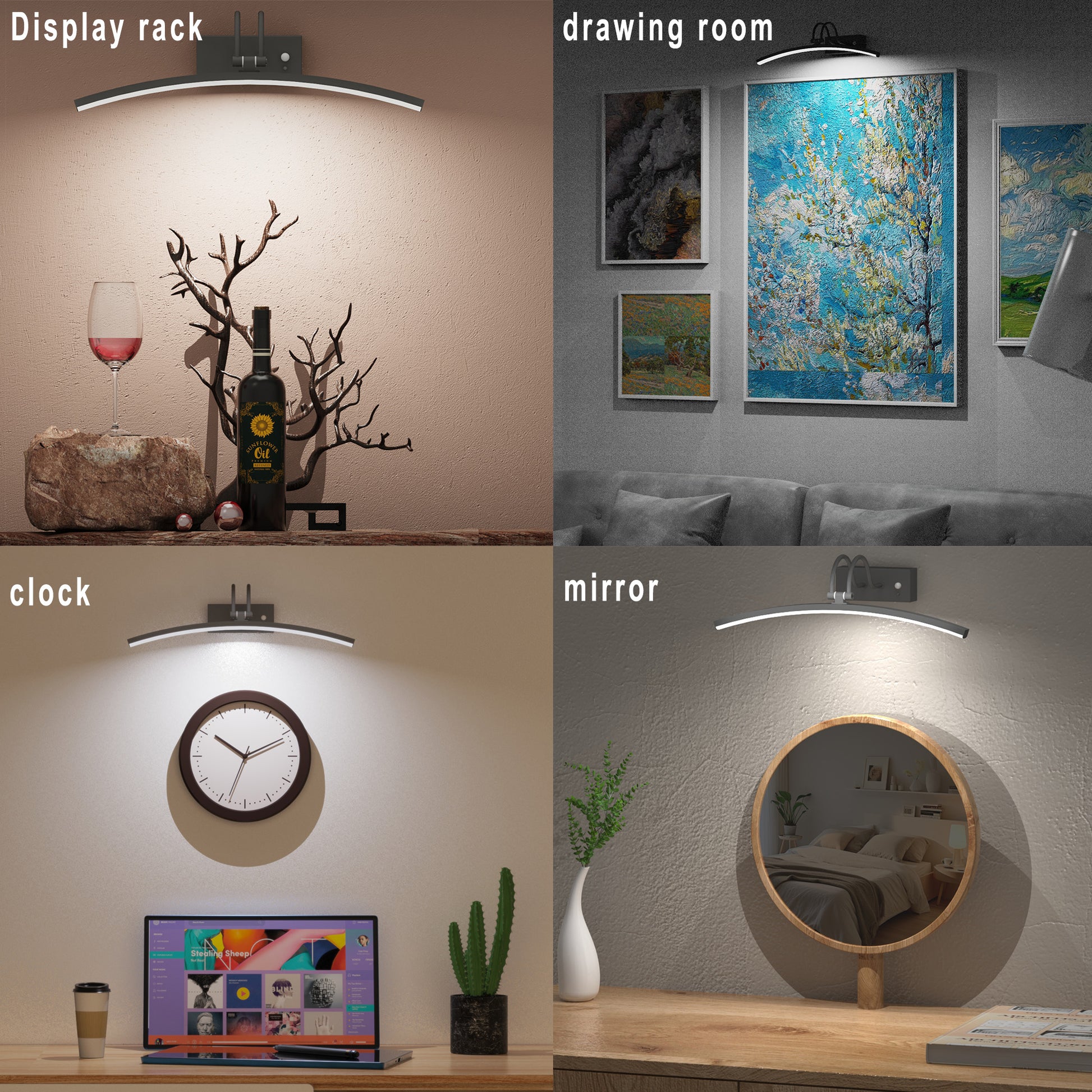 DECOTU Black Adjustable Wall Sconce Installed in Various Scenes - Ambient Lighting for Reading & Decor