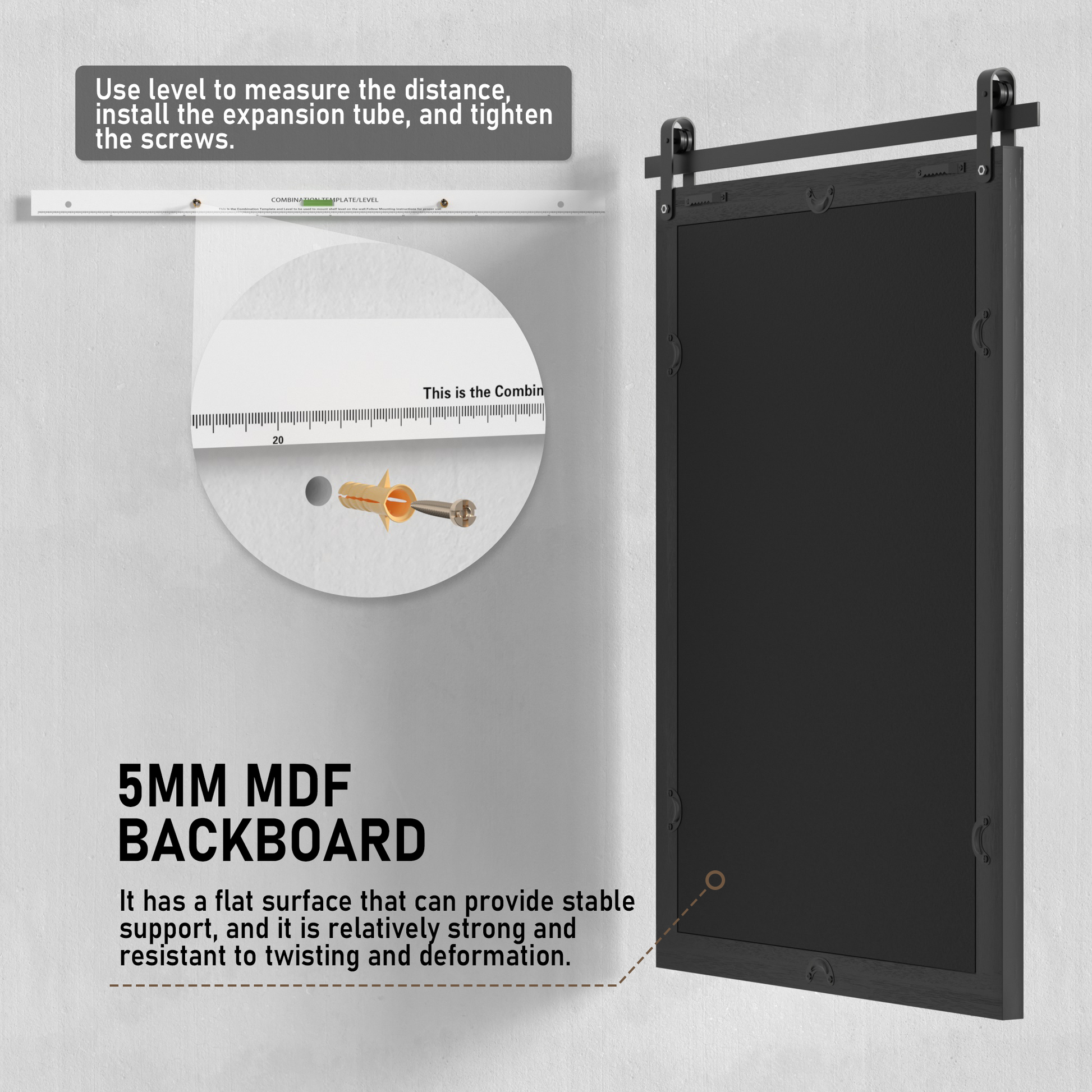 Installation Guide of DECOTU Black Wood Rectangular Wall Mirror