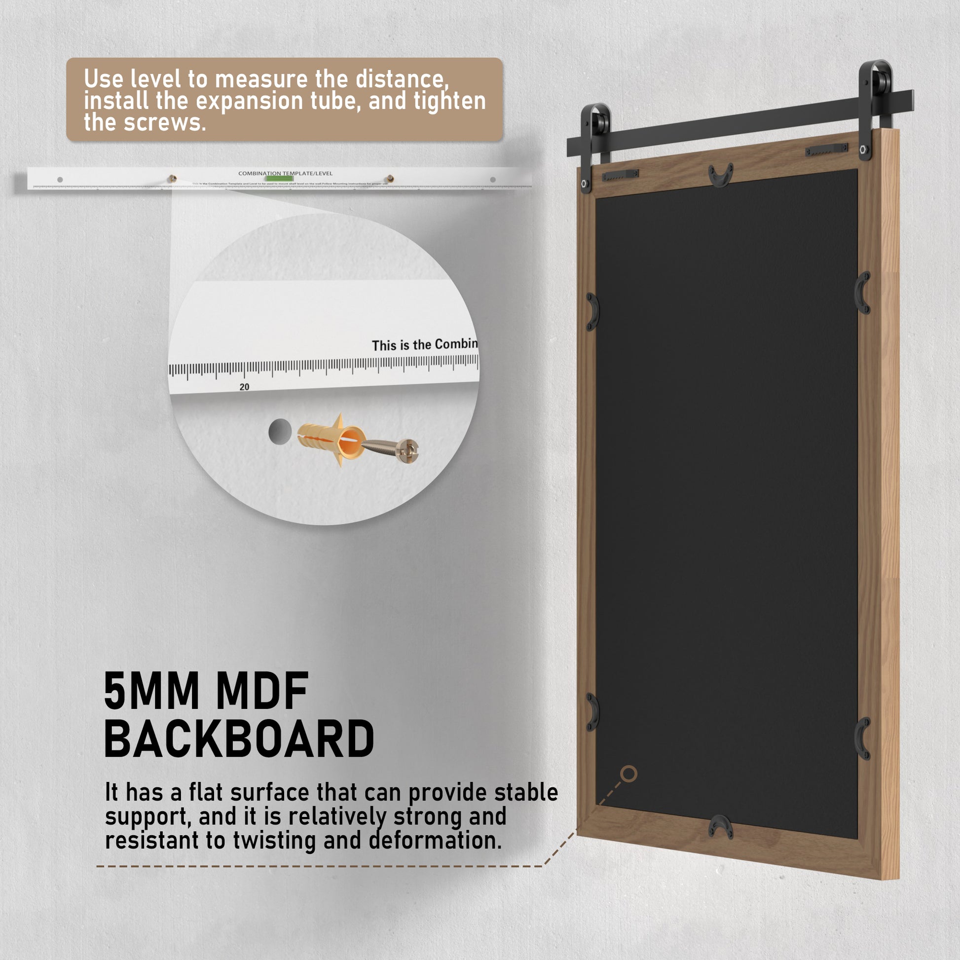  Installation Guide of DECOTU Brown Wood Rectangular Wall Mirror