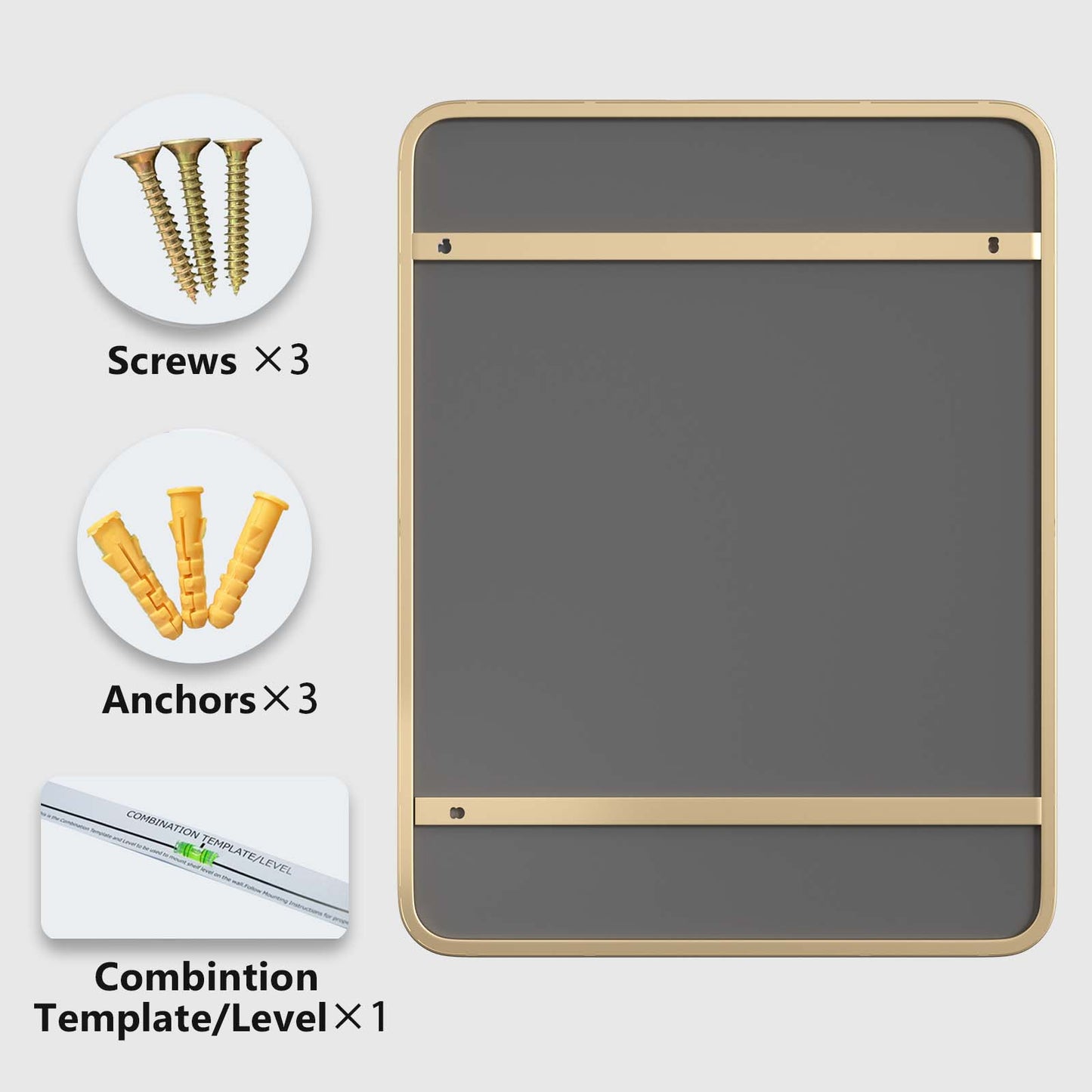 DECOTU Gold Iron Rectangular Wall Mirror, Iron Frame with Reinforced Backboard & Stability, Wall-Mounted for Bathroom Vanity