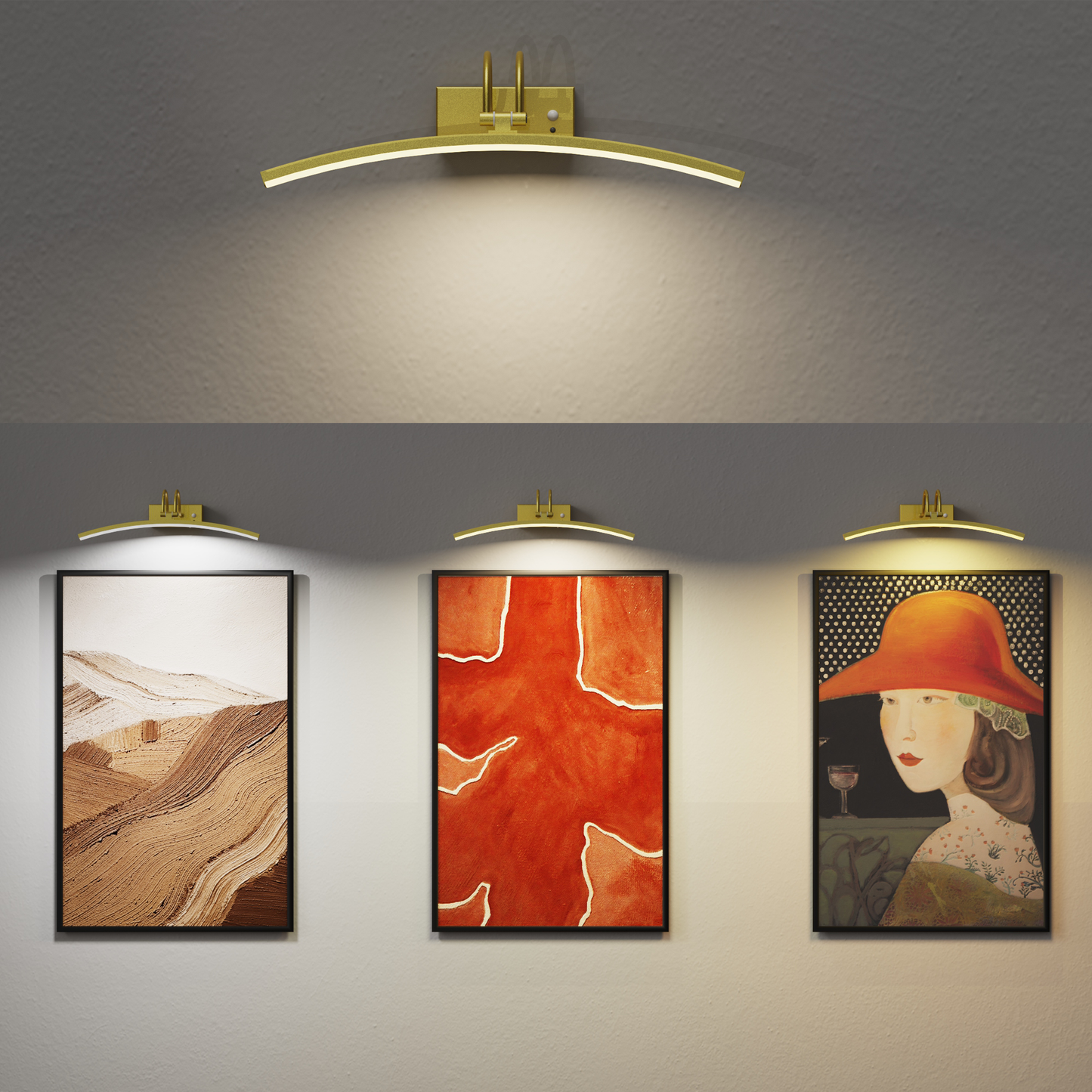 DECOTU Gold Modern Minimalist Adjustable Wall Sconce - 270° Rotate Head & 3 Color Temps for Luxury Decor