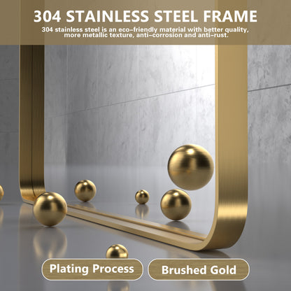 Closeup Detail of DECOTU Gold Rectangular Wall Mirror’s Anti-Oxidation Metal Frame