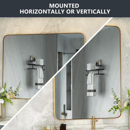 Mounted Method of DECOTU Gold Rectangular Wall Mirror with Anti-Oxidation Coating, Wall-Mounted for Bathroom Vanity