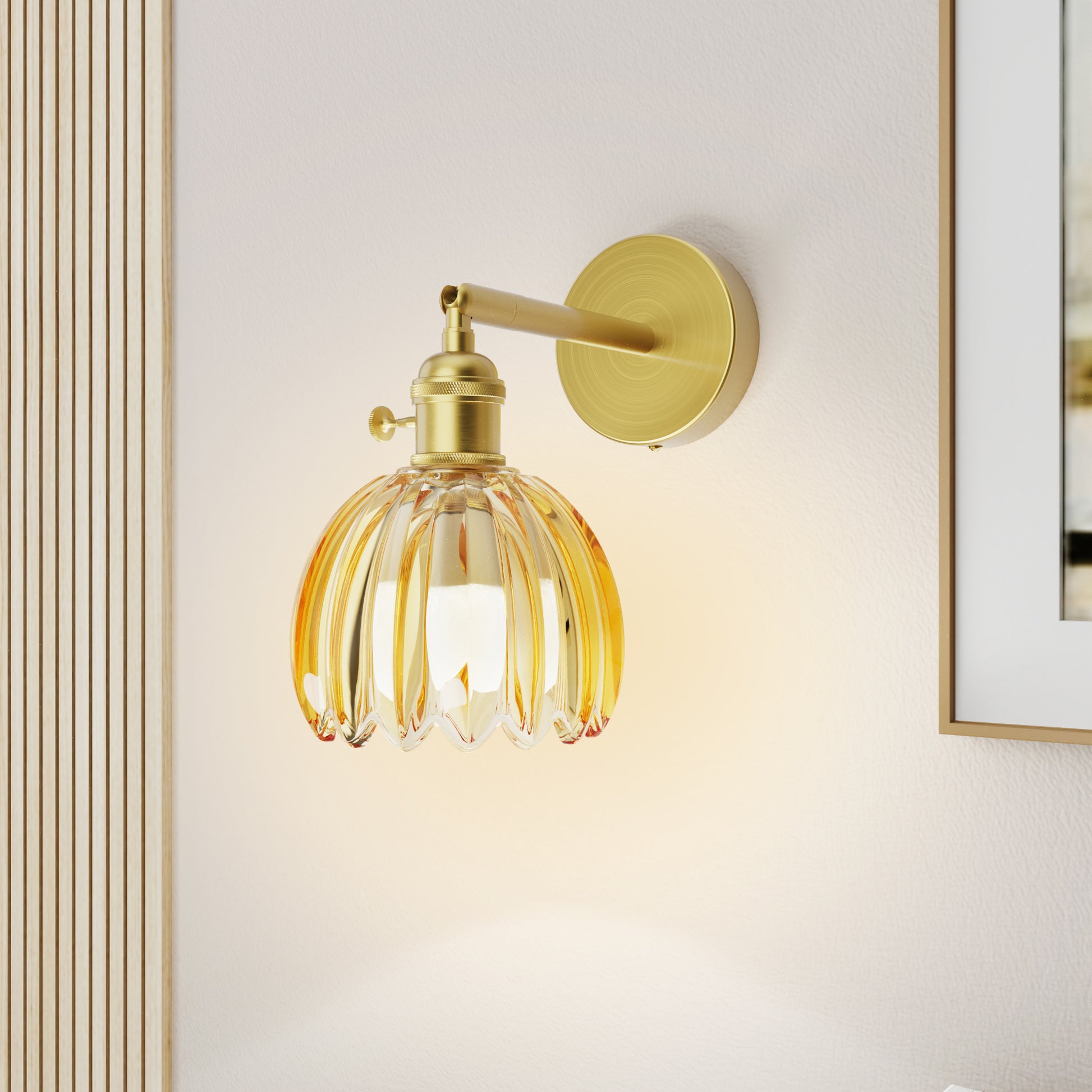 DECOTU Modern Gold Tulip Shade RGB Wall Sconce, RGB Color-Shifting & Heat-Resistant Socket, Wall-Mounted for Home Decor