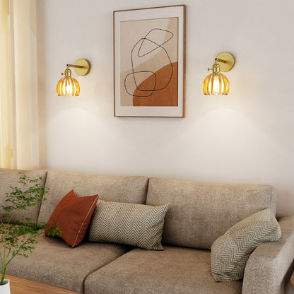 DECOTU Modern Gold Tulip Shade RGB Wall Sconce, RGB Color-Shifting & Heat-Resistant Socket, Wall-Mounted in Living Room Space