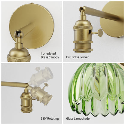 Closeup Detail of DECOTU Modern Green Tulip Shade RGB Wall Sconcet, Wall-Mounted for Home Decor