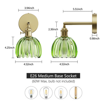 Size Chart for DECOTU Modern Green Tulip Shade RGB Wall Sconce, RGB Color-Shifting & Heat-Resistant Socket, Wall-Mounted for Home Decor