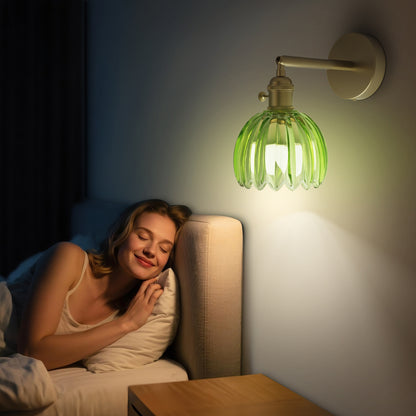DECOTU Modern Green Tulip Shade RGB Wall Sconce, RGB Color-Shifting & Heat-Resistant Socket, Wall-Mounted in Bedroom Space