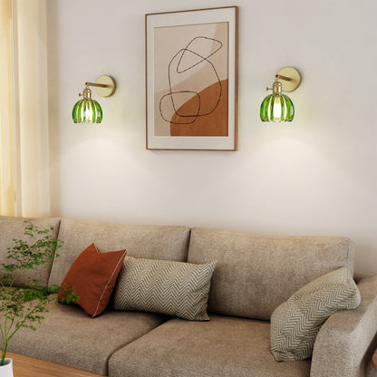 DECOTU Modern Green Tulip Shade RGB Wall Sconce, RGB Color-Shifting & Heat-Resistant Socket, Wall-Mounted in Living Room Space