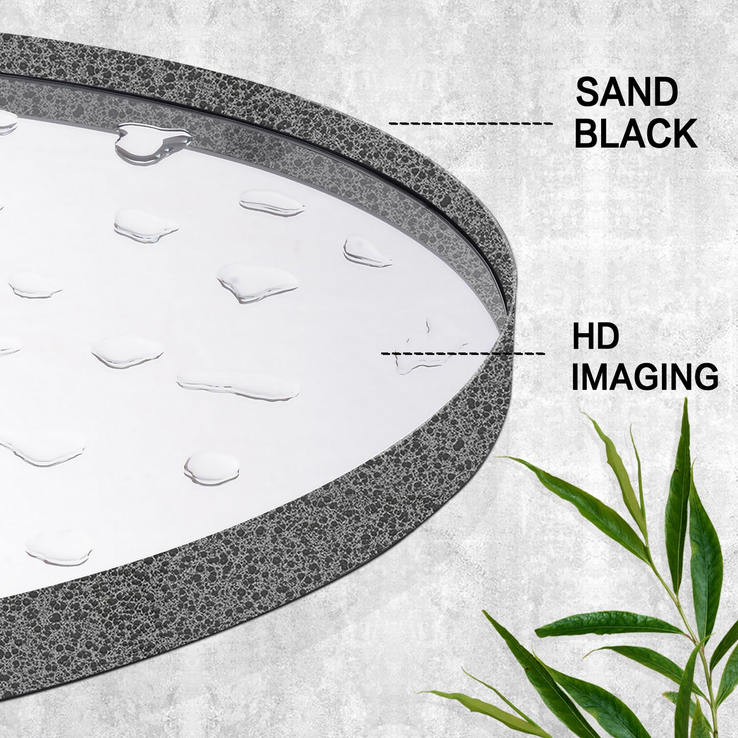 Closeup Detail of DECOTU Sank Black Oval Wall Mirror’s Anti-Oxidation Metal Frame