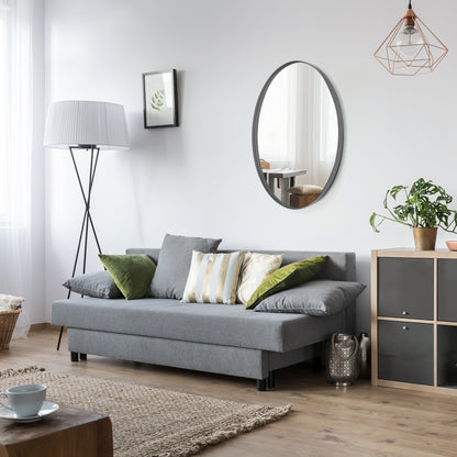 DECOTU Sank Black Iron Frame Oval Wall Mirror, Wall-Mounted Setup in Living Room Space