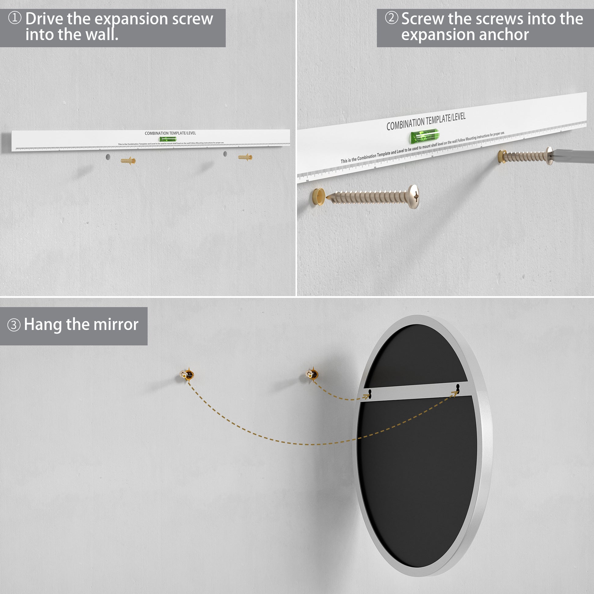 Installation Guide of DECOTU Silver Iron Frame Round Wall Mirror, Premium Material & Modern Elegant Decor