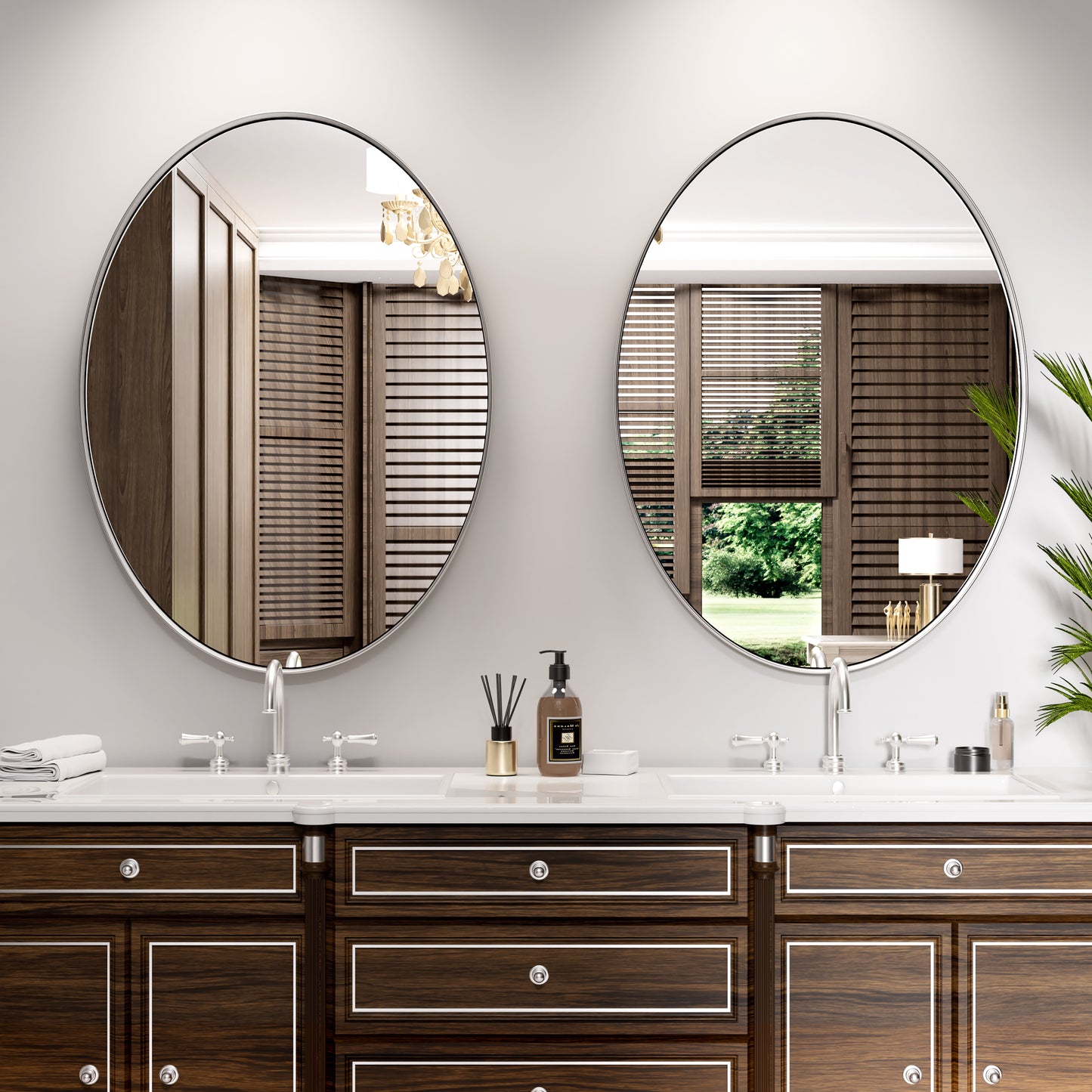 DECOTU Gold Stainless Steel Frame Oval Wall Mirror, Premium Material & Modern Elegant Decor, Wall-Mounted for Bathroom Vanity