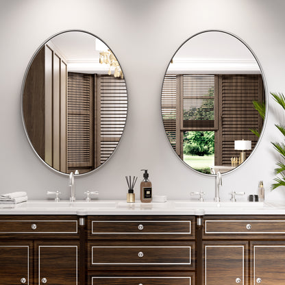 DECOTU Gold Stainless Steel Frame Oval Wall Mirror, Premium Material & Modern Elegant Decor, Wall-Mounted for Bathroom Vanity