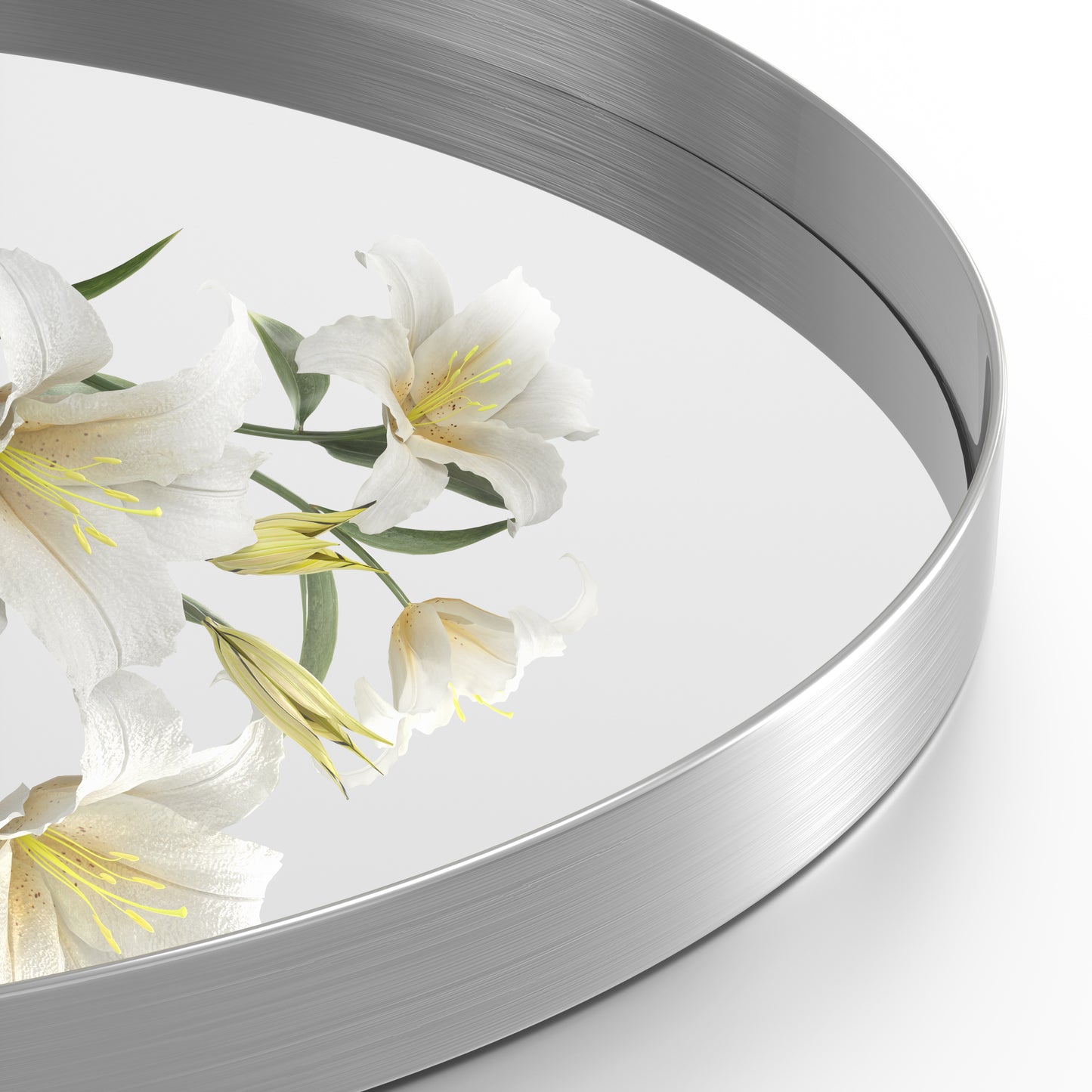 Closeup Detail of DECOTU Silver Stainless Steel Frame Oval Wall Mirror, Premium Material & Modern Elegant Decor