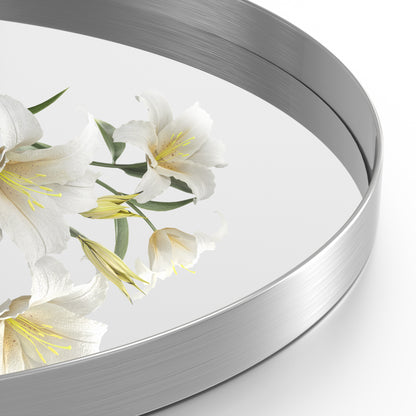 Closeup Detail of DECOTU Silver Stainless Steel Frame Oval Wall Mirror, Premium Material & Modern Elegant Decor