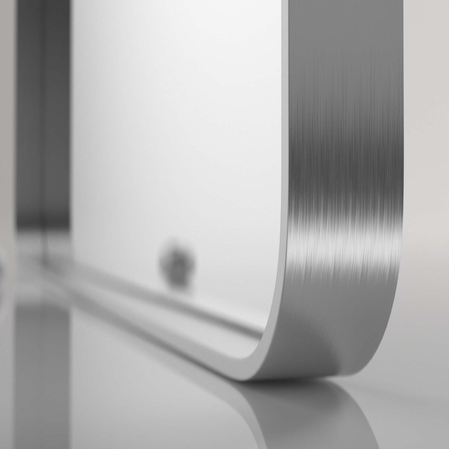 Closeup Detail of DECOTU Silver Rectangular Wall Mirror’s Anti-Oxidation Metal Frame