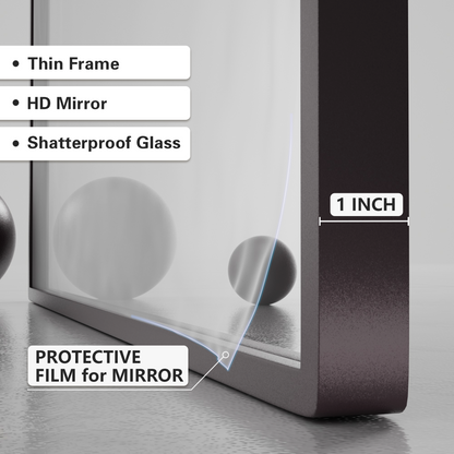 Closeup Detail of DECOTU Vintage Arched Brown Antique Wall Mirror ’s HD Explosion-Proof Metal Frame