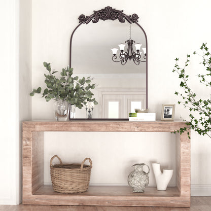 DECOTU Vintage Arched Brown Antique Wall Mirror, Setup in Home Space