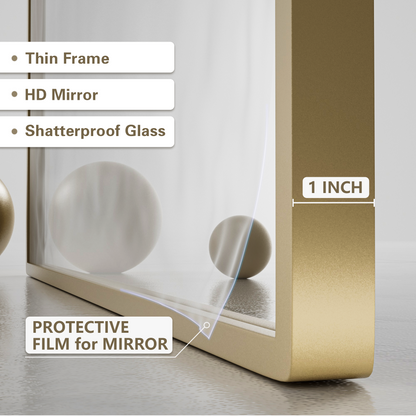 Closeup Detail of DECOTU Vintage Arched Gold Antique Wall Mirror ’s HD Explosion-Proof Metal Frame