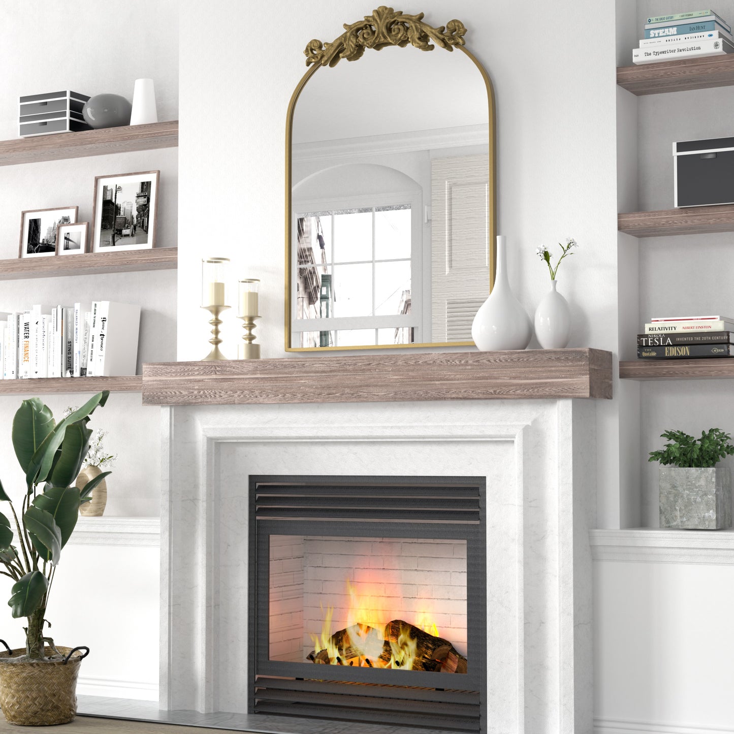 DECOTU Vintage Arched Gold Antique Wall Mirror, Setup in Home Space