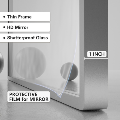 Closeup Detail of DECOTU Vintage Arched Silver Antique Wall Mirror ’s HD Explosion-Proof Metal Frame