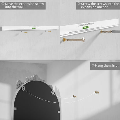 Installation Guide of DECOTU Vintage Arched Silver Antique Wall Mirror, Exquisite Baroque Decor with HD Explosion-Proof Glass for Living Room/Themed Spaces